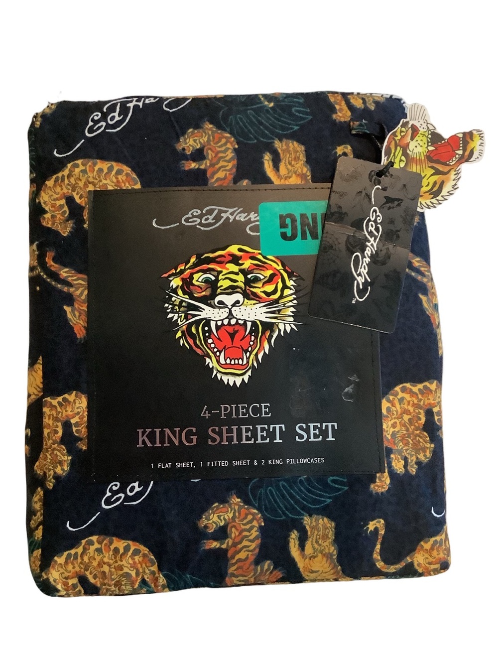 Ed Hardy Crouching Tiger Jungle 4 Piece King Sheet Set New